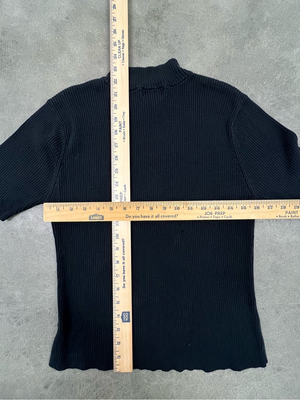 Worthington Black Ribbed Short Sleeve Mock Neck Top - Picture 3 of 5